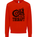 My Therapy Motorcycle Motorbike Biker Mens Sweatshirt Jumper Bright Red