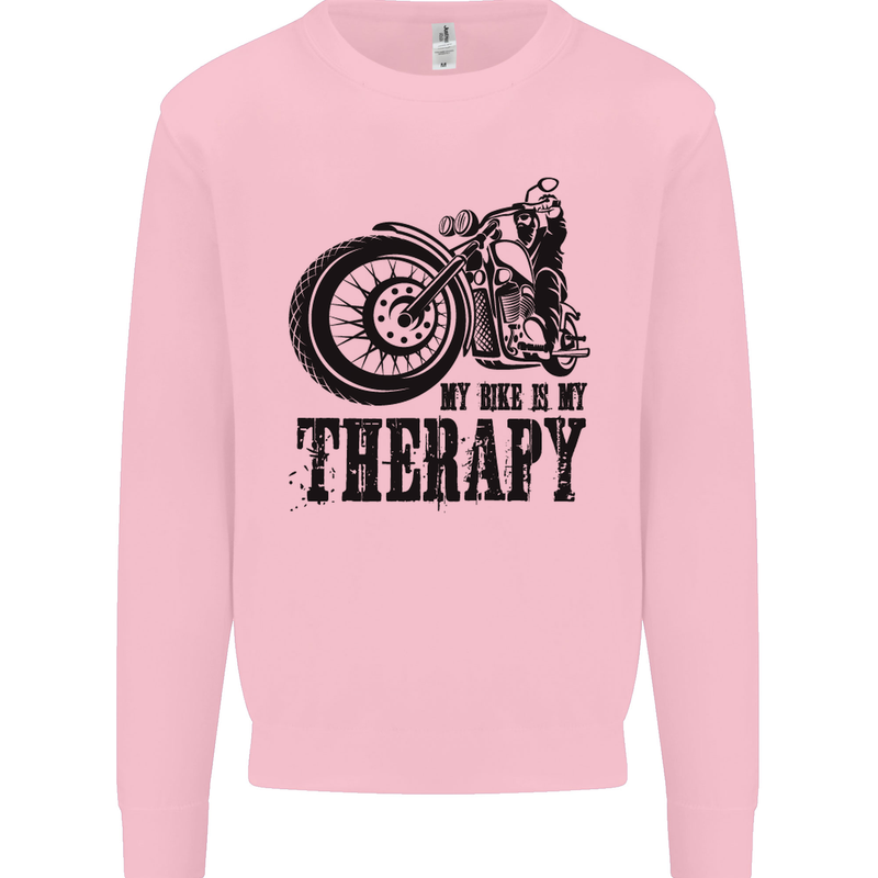 My Therapy Motorcycle Motorbike Biker Mens Sweatshirt Jumper Light Pink