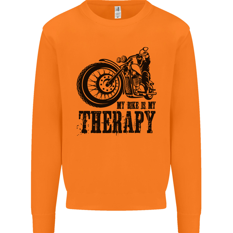 My Therapy Motorcycle Motorbike Biker Mens Sweatshirt Jumper Orange