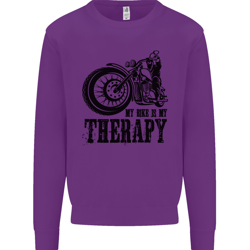 My Therapy Motorcycle Motorbike Biker Mens Sweatshirt Jumper Purple