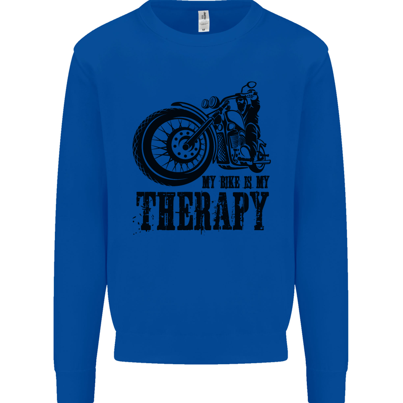 My Therapy Motorcycle Motorbike Biker Mens Sweatshirt Jumper Royal Blue