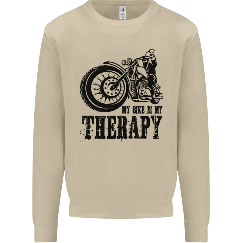 My Therapy Motorcycle Motorbike Biker Mens Sweatshirt Jumper Sand