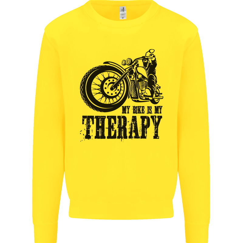 My Therapy Motorcycle Motorbike Biker Mens Sweatshirt Jumper Yellow