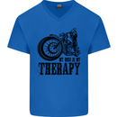 My Therapy Motorcycle Motorbike Biker Mens V-Neck Cotton T-Shirt Royal Blue
