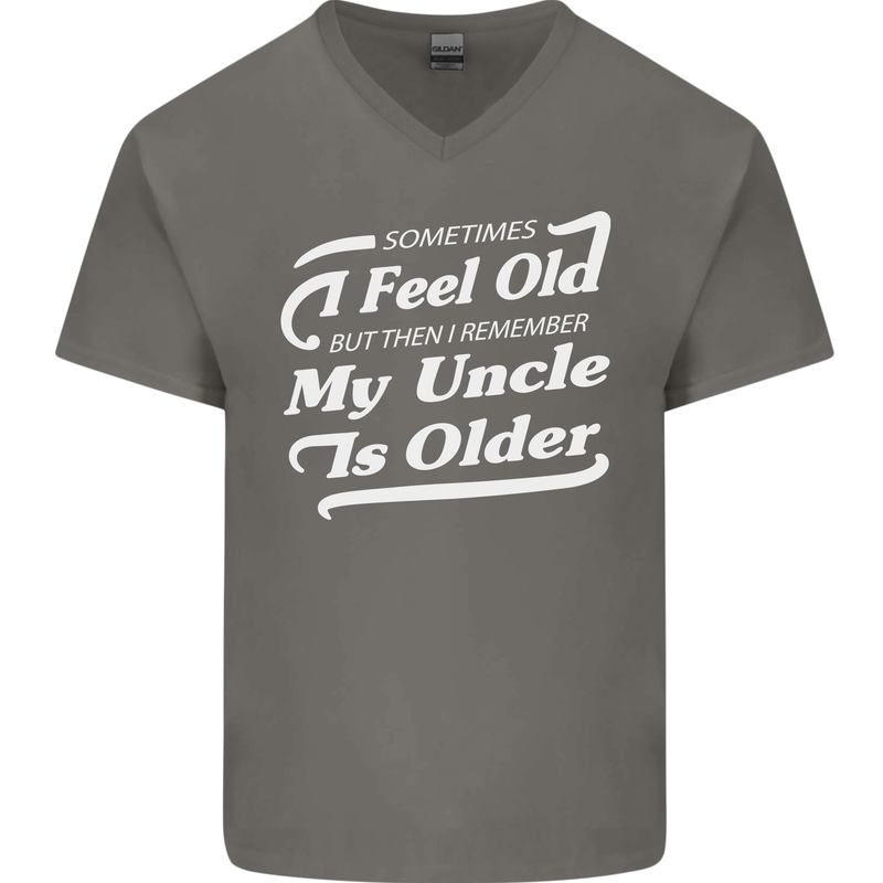 My Uncle is Older 30th 40th 50th Birthday Mens V-Neck Cotton T-Shirt Charcoal
