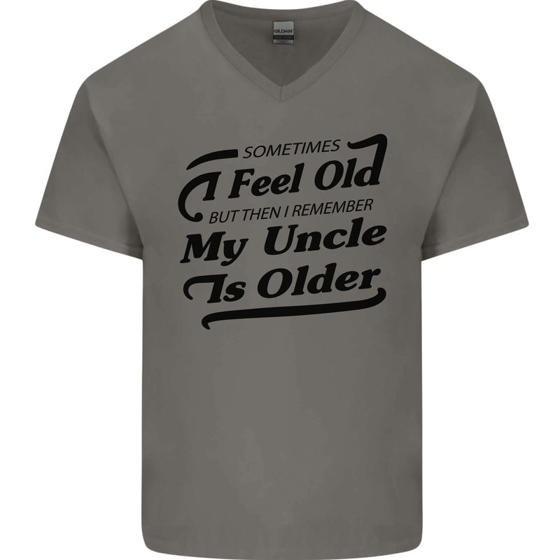 My Uncle is Older 30th 40th 50th Birthday Mens V-Neck Cotton T-Shirt Charcoal