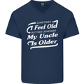 My Uncle is Older 30th 40th 50th Birthday Mens V-Neck Cotton T-Shirt Navy Blue