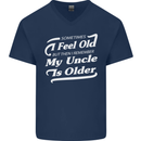 My Uncle is Older 30th 40th 50th Birthday Mens V-Neck Cotton T-Shirt Navy Blue