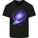 My Universe Planets Astronomy Space Galaxy Mens V-Neck Cotton T-Shirt Black