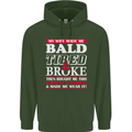 My Wife Made Me Bald Tired & Broke Mens 80% Cotton Hoodie Forest Green
