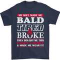 My Wife Made Me Bald Tired & Broke Mens T-Shirt Cotton Gildan Navy Blue
