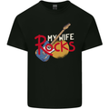 My Wife Rocks Funny Music Guitar Mens Cotton T-Shirt Tee Top Black