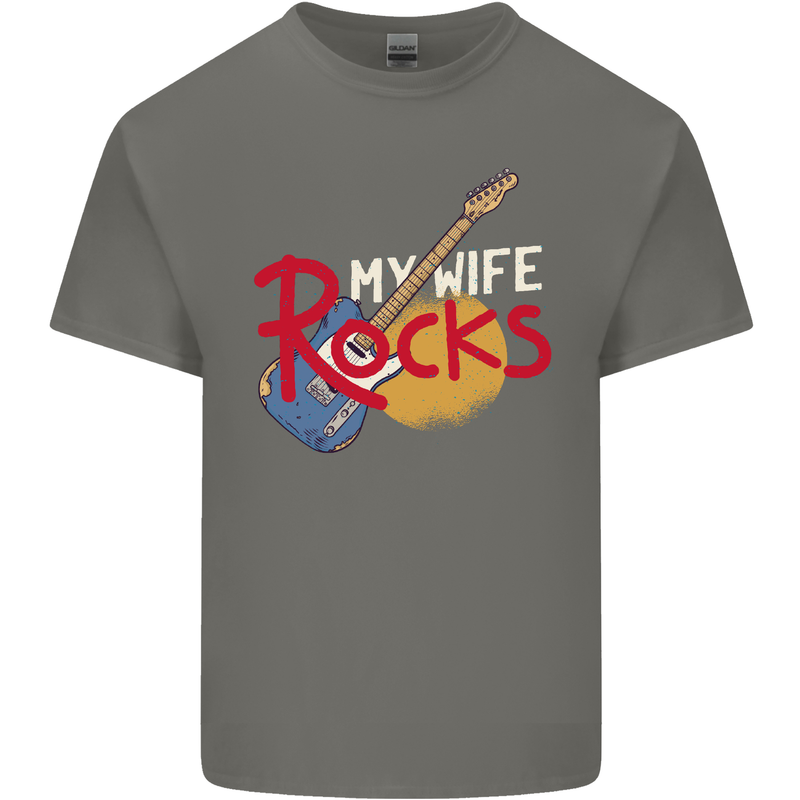 My Wife Rocks Funny Music Guitar Mens Cotton T-Shirt Tee Top Charcoal
