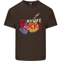 My Wife Rocks Funny Music Guitar Mens Cotton T-Shirt Tee Top Dark Chocolate