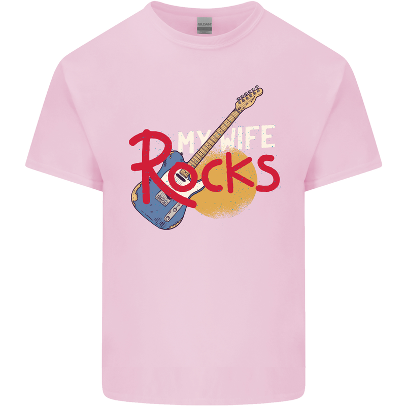 My Wife Rocks Funny Music Guitar Mens Cotton T-Shirt Tee Top Light Pink