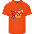 My Wife Rocks Funny Music Guitar Mens Cotton T-Shirt Tee Top Orange