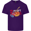 My Wife Rocks Funny Music Guitar Mens Cotton T-Shirt Tee Top Purple