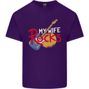 My Wife Rocks Funny Music Guitar Mens Cotton T-Shirt Tee Top Purple
