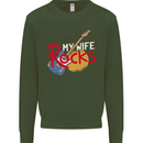 My Wife Rocks Funny Music Guitar Mens Sweatshirt Jumper Forest Green