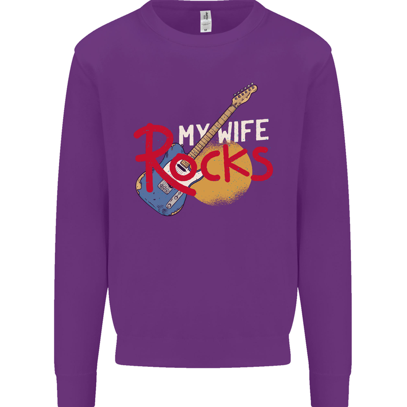My Wife Rocks Funny Music Guitar Mens Sweatshirt Jumper Purple