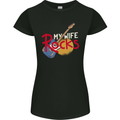 My Wife Rocks Funny Music Guitar Womens Petite Cut T-Shirt Black