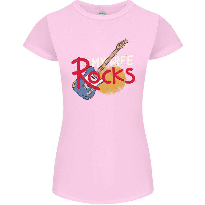 My Wife Rocks Funny Music Guitar Womens Petite Cut T-Shirt Light Pink