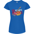 My Wife Rocks Funny Music Guitar Womens Petite Cut T-Shirt Royal Blue
