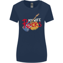 My Wife Rocks Funny Music Guitar Womens Wider Cut T-Shirt Navy Blue