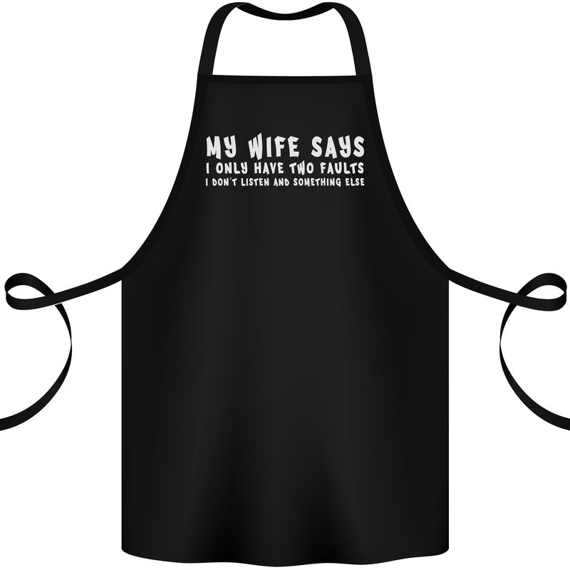 My Wife Says Funny Sarcastic Husband Couple Cotton Apron 100% Organic Black