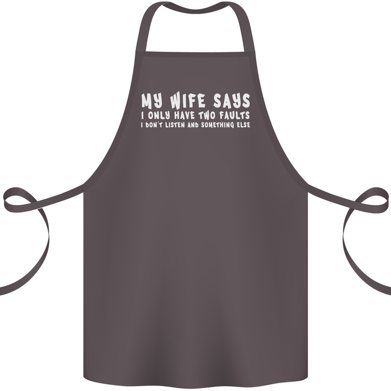 My Wife Says Funny Sarcastic Husband Couple Cotton Apron 100% Organic Dark Grey