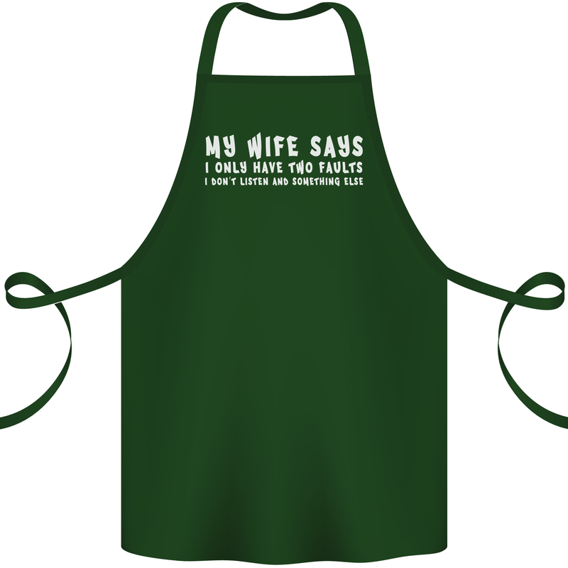 My Wife Says Funny Sarcastic Husband Couple Cotton Apron 100% Organic Forest Green