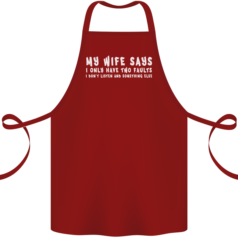 My Wife Says Funny Sarcastic Husband Couple Cotton Apron 100% Organic Maroon
