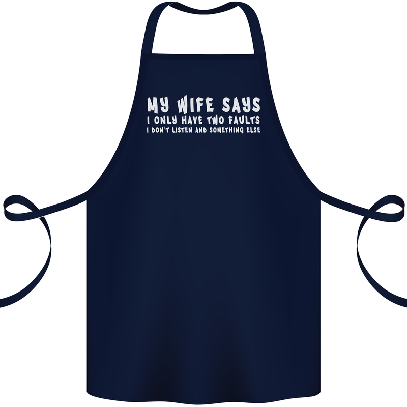 My Wife Says Funny Sarcastic Husband Couple Cotton Apron 100% Organic Navy Blue