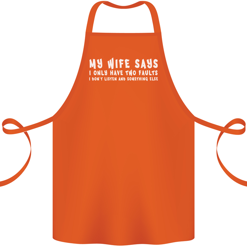 My Wife Says Funny Sarcastic Husband Couple Cotton Apron 100% Organic Orange