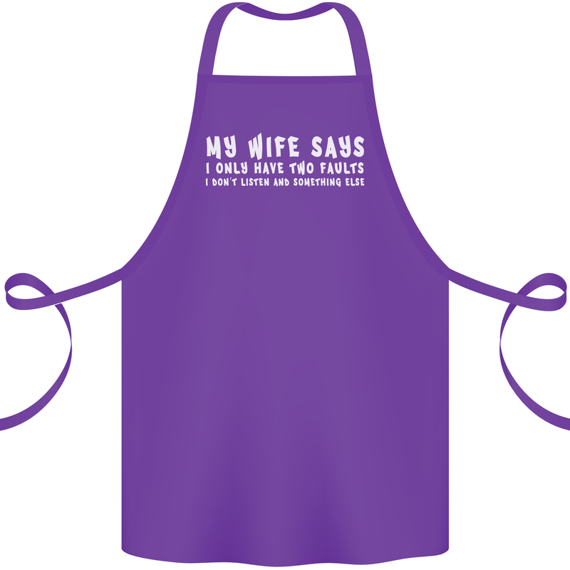 My Wife Says Funny Sarcastic Husband Couple Cotton Apron 100% Organic Purple