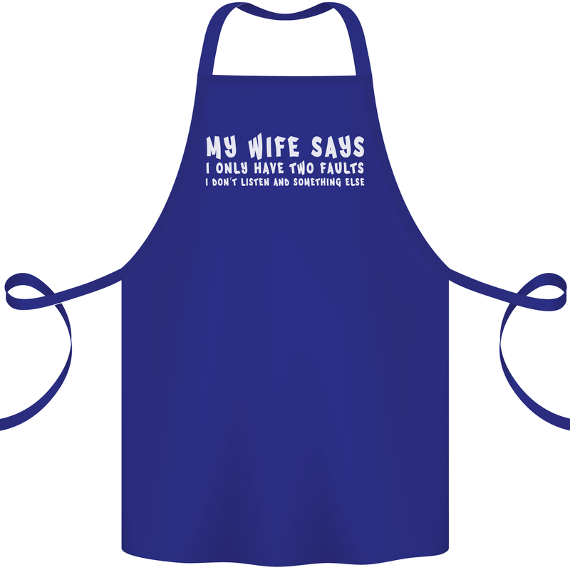 My Wife Says Funny Sarcastic Husband Couple Cotton Apron 100% Organic Royal Blue