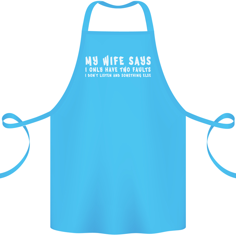 My Wife Says Funny Sarcastic Husband Couple Cotton Apron 100% Organic Turquoise
