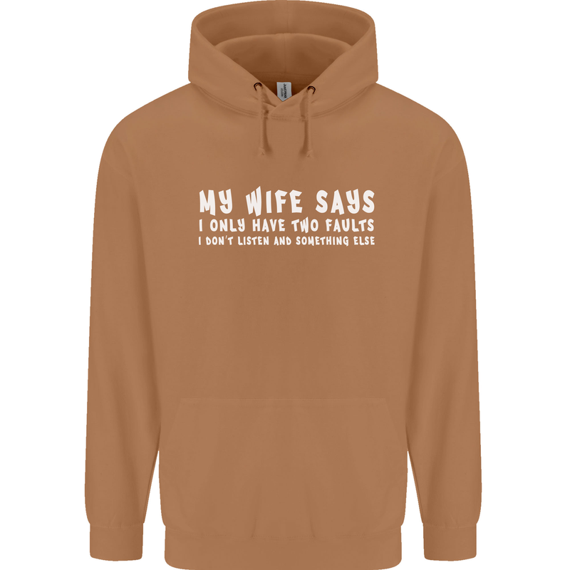 My Wife Says Funny Sarcastic Husband Couple Mens 80% Cotton Hoodie Caramel Latte