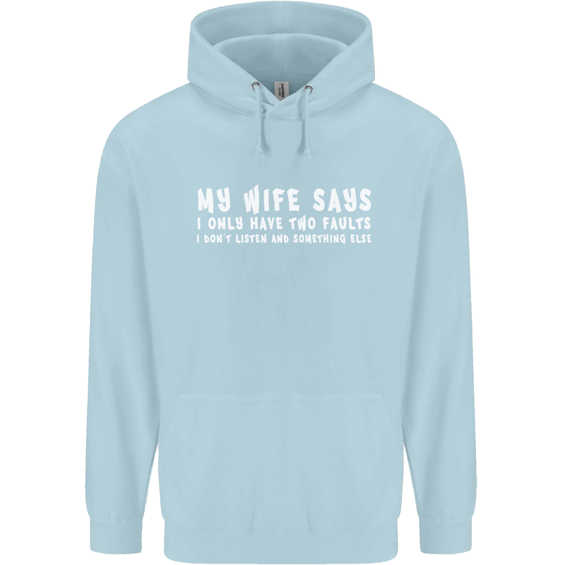 My Wife Says Funny Sarcastic Husband Couple Mens 80% Cotton Hoodie Light Blue
