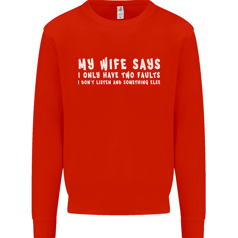 My Wife Says Funny Sarcastic Husband Couple Mens Sweatshirt Jumper Bright Red