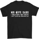 My Wife Says Funny Sarcastic Husband Couple Mens T-Shirt Cotton Gildan Black