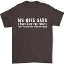 My Wife Says Funny Sarcastic Husband Couple Mens T-Shirt Cotton Gildan Dark Chocolate