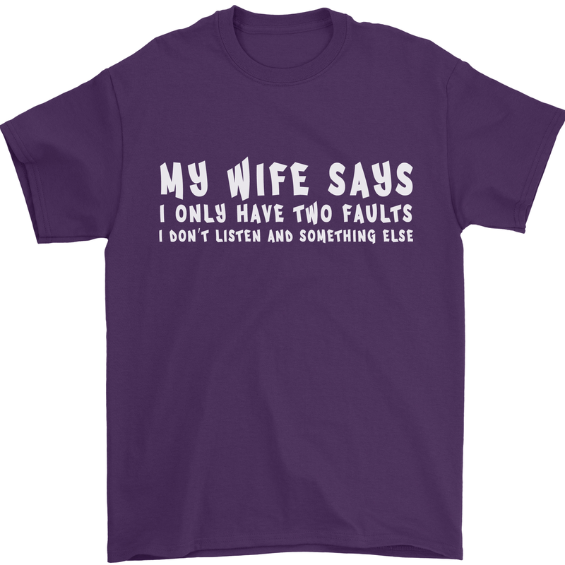My Wife Says Funny Sarcastic Husband Couple Mens T-Shirt Cotton Gildan Purple