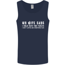 My Wife Says Funny Sarcastic Husband Couple Mens Vest Tank Top Navy Blue