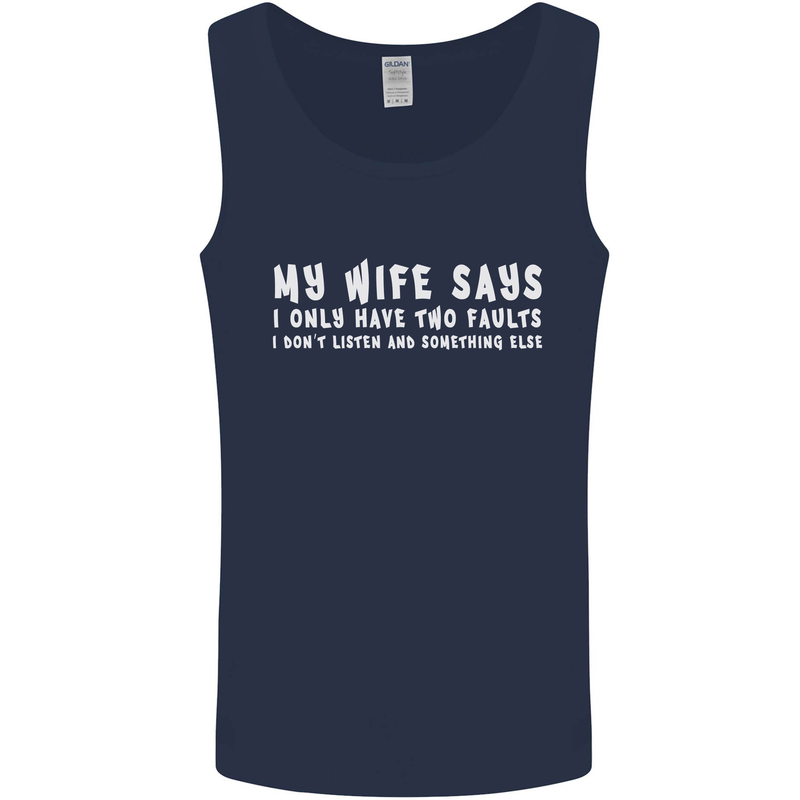 My Wife Says Funny Sarcastic Husband Couple Mens Vest Tank Top Navy Blue