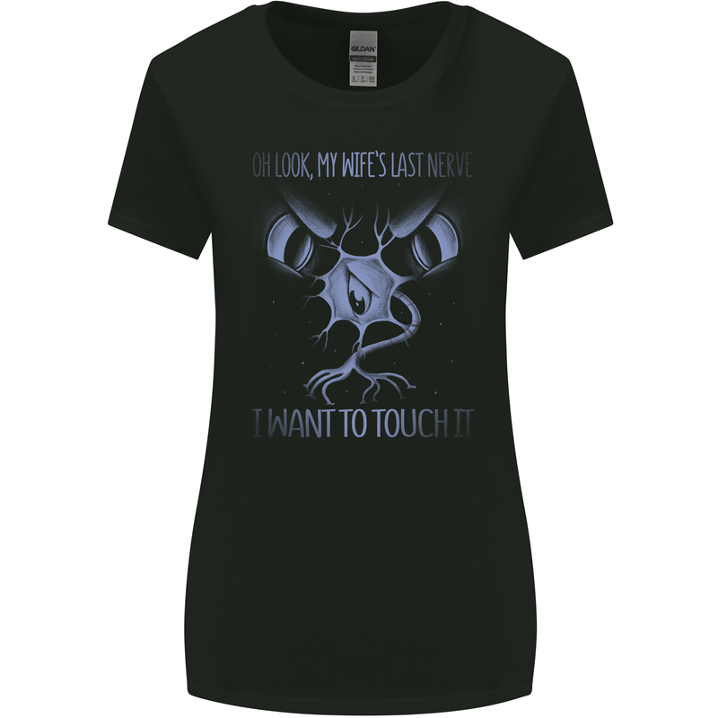 My Wife's Last Nerve Funny Husband Womens Wider Cut T-Shirt Black