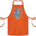 My World Is Six Strings Guitar Rock Music Cotton Apron 100% Organic Orange