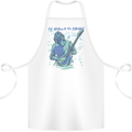 My World Is Six Strings Guitar Rock Music Cotton Apron 100% Organic White