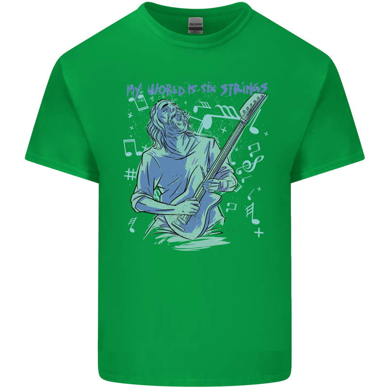 My World Is Six Strings Guitar Rock Music Kids T-Shirt Childrens Irish Green