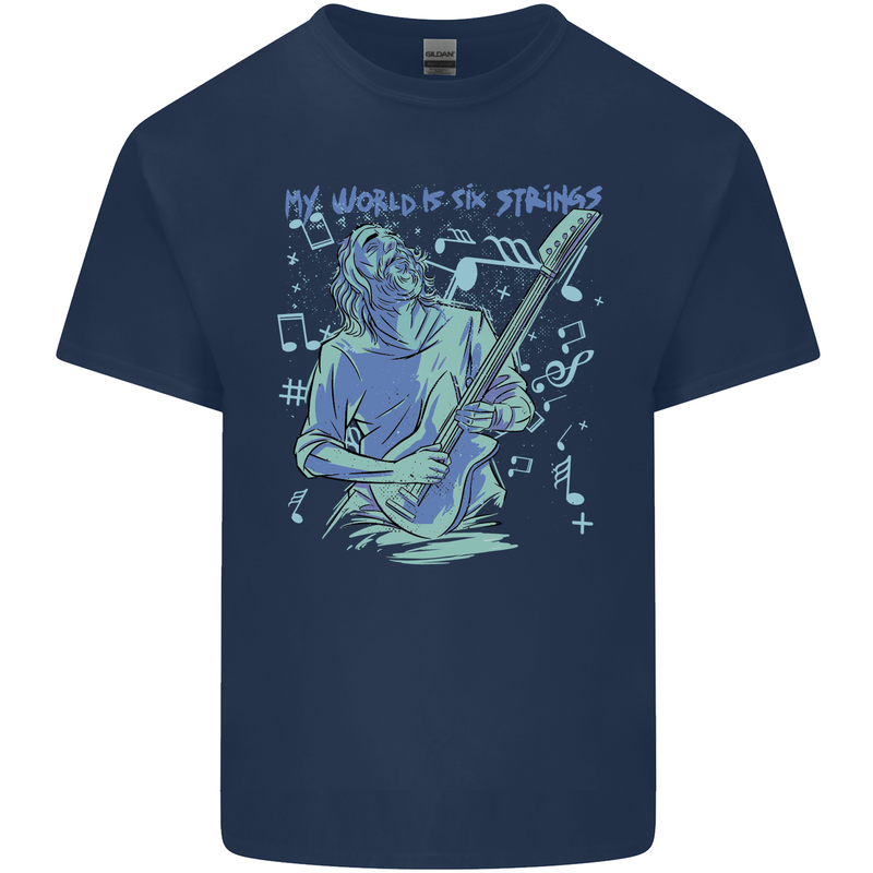 My World Is Six Strings Guitar Rock Music Kids T-Shirt Childrens Navy Blue